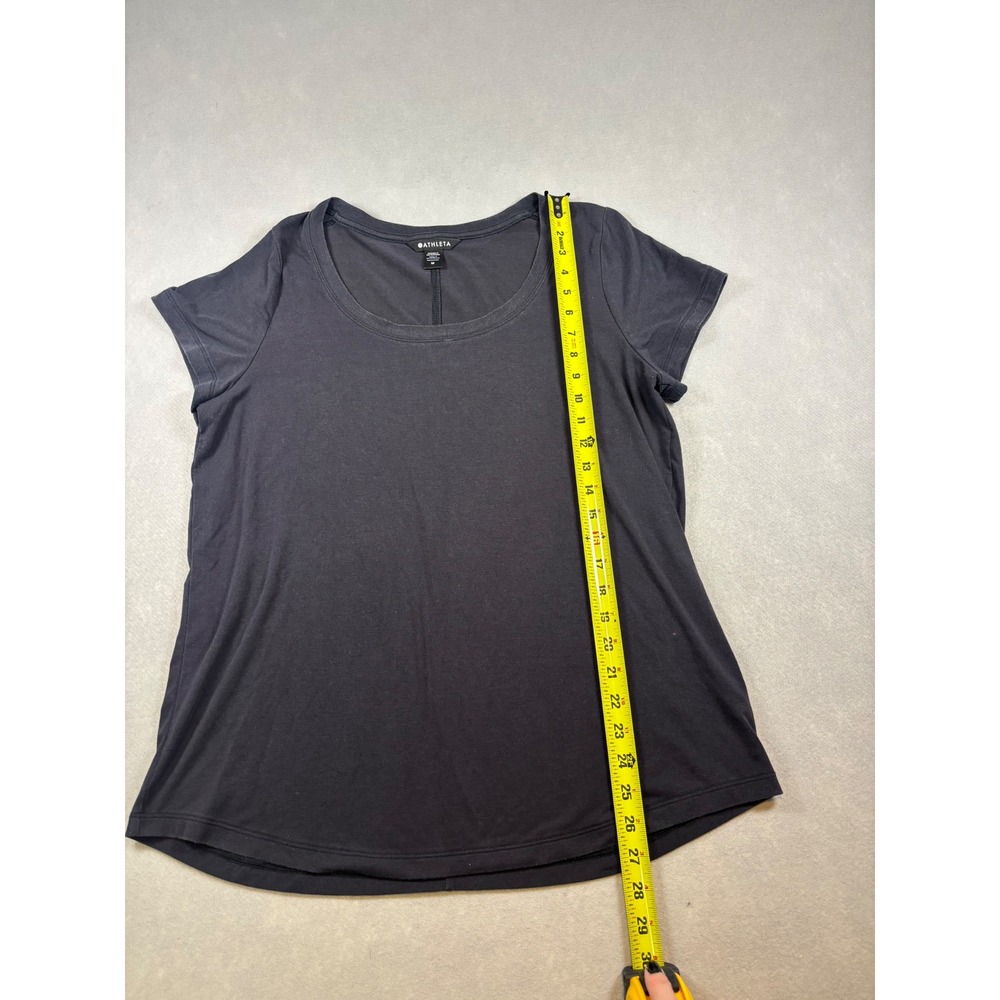 Athleta Womens Scoop Neck Short Sleeve Activewear Tee Charcoal Grey Black Size M - Picture 3 of 5
